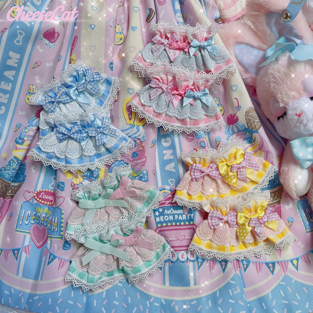 Cheese Cat - Sweet and Playful Strawberry Gingham Lace Cuffs - image 6