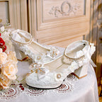 Wedding Lolita Floral Pointed Toe Heels - image 4