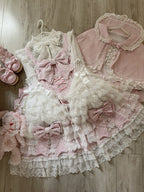 Cross Heart Knot - Sweet Lolita JSK Suit Tiered Ruffles Dress with Lace Blouse - image 23