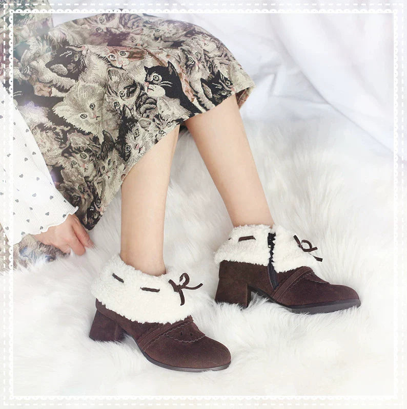 Kawaii Winter Lolita Multicolor Ankle Boots - image 8