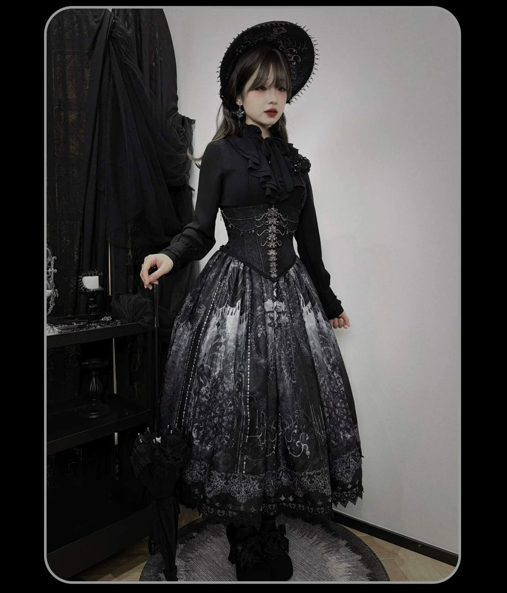 Bone-Eroded Butterfly - Gothic Lolita JSK & SK Set - image 35