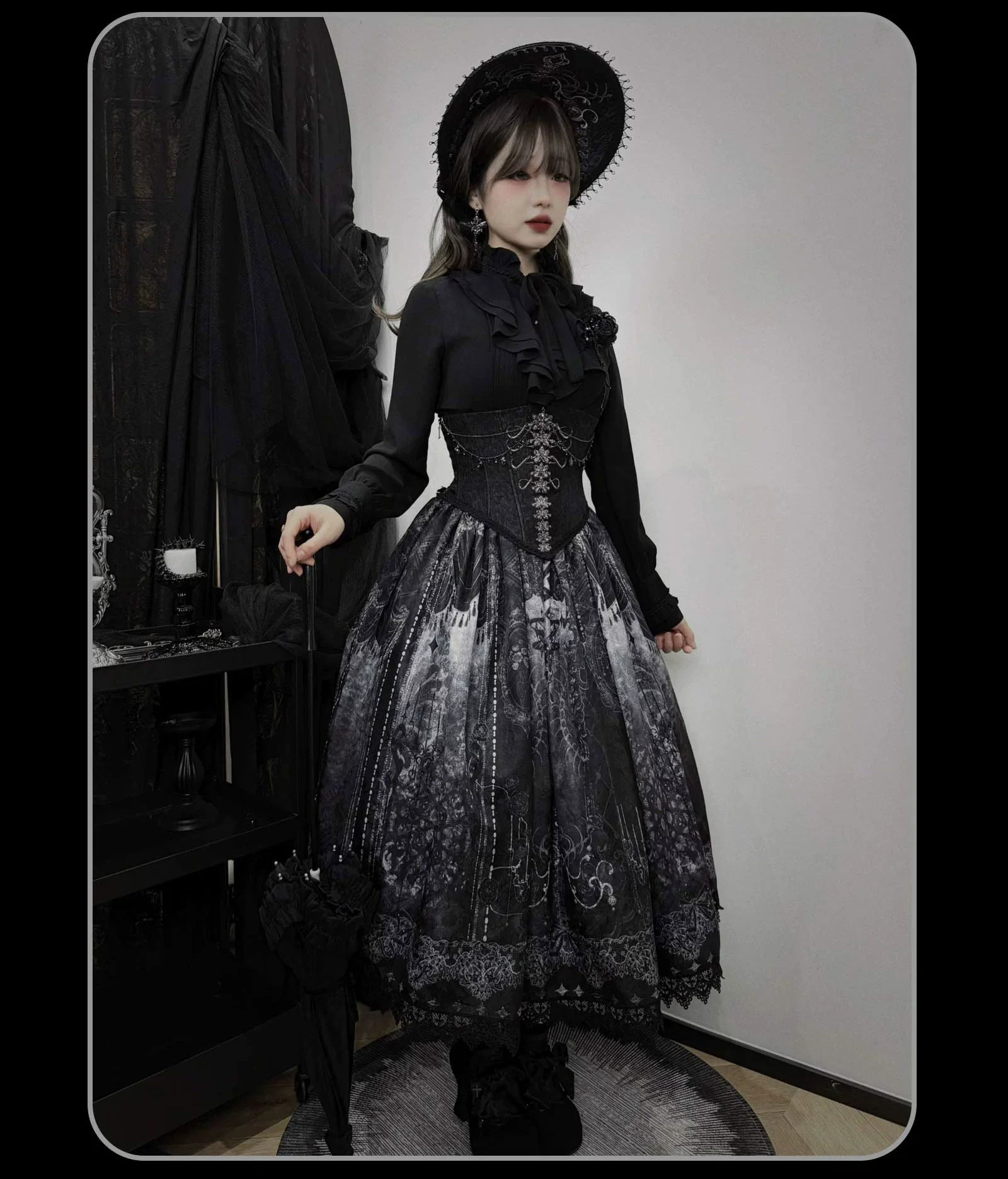 Bone-Eroded Butterfly - Gothic Lolita JSK & SK Set - image 35