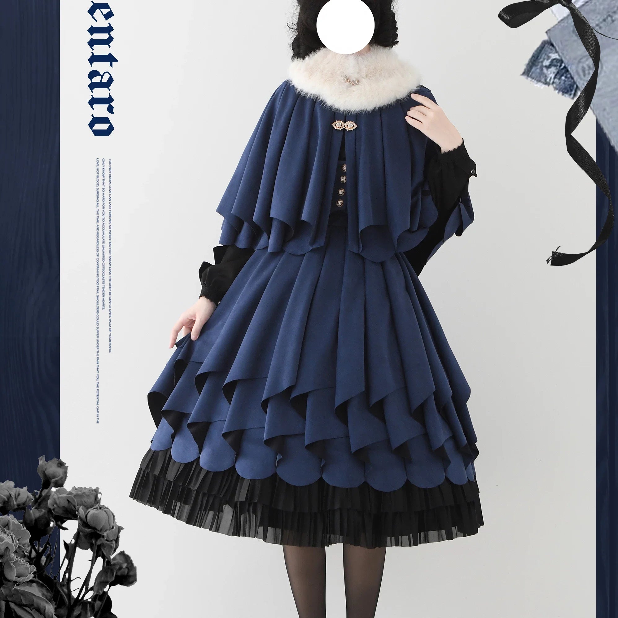 Molten Snowtop - Classic Lolita SK, Cape With Detachable Collar - image 10