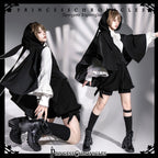 Rabbit Feather - Black Ouji Lolita Vest Shorts Suit Prince Cloak Set - image 1