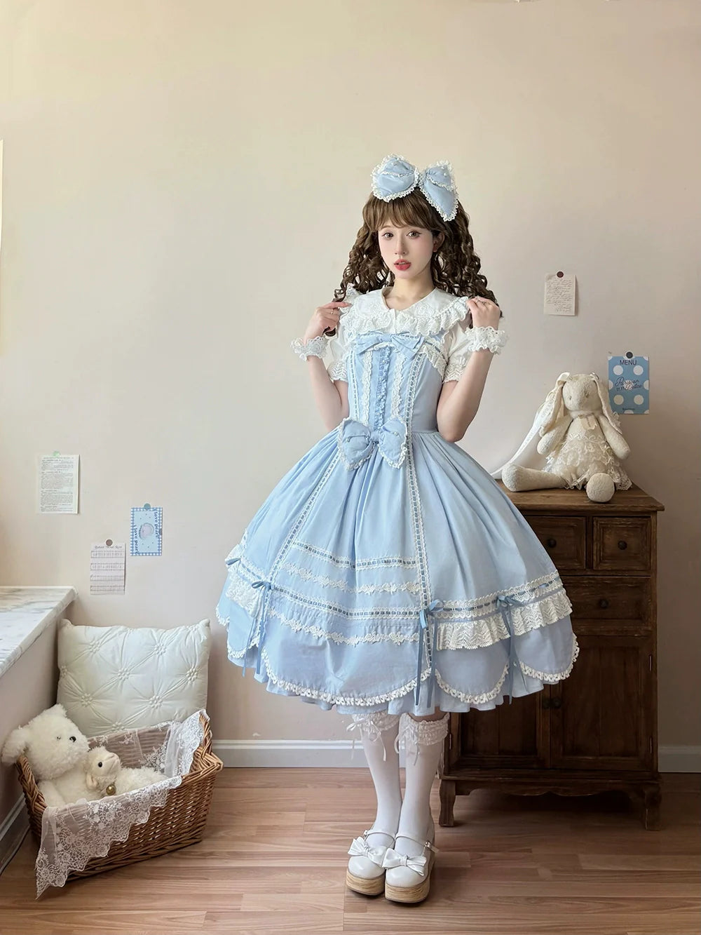 Vintage Petal Rabbit - Cotton Old School Lolita JSK Dress, Petal-Shaped Hem - image 18