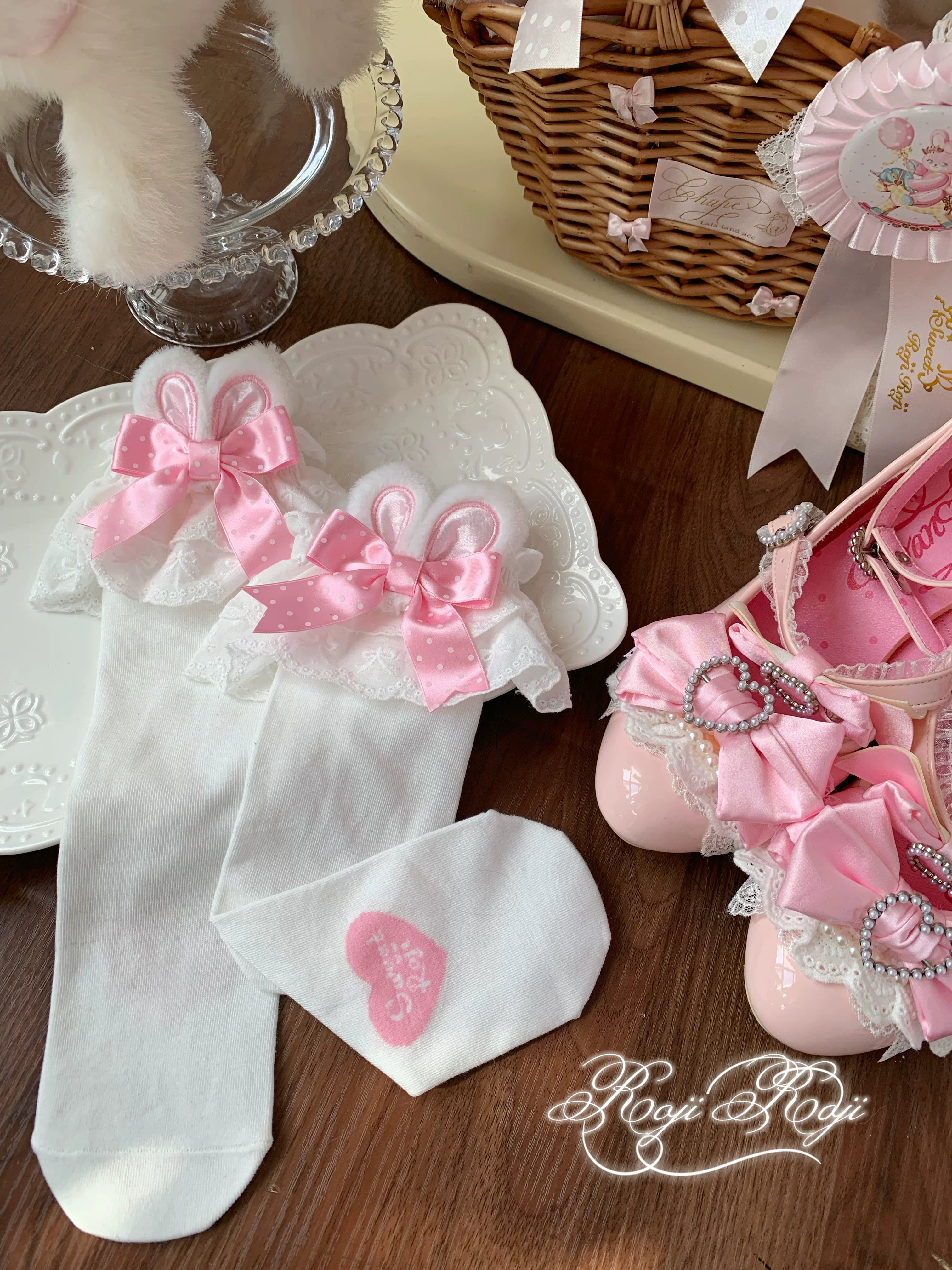 Bunny Ears Polka Dot Sweet Lolita Mid-Calf Socks - image 16