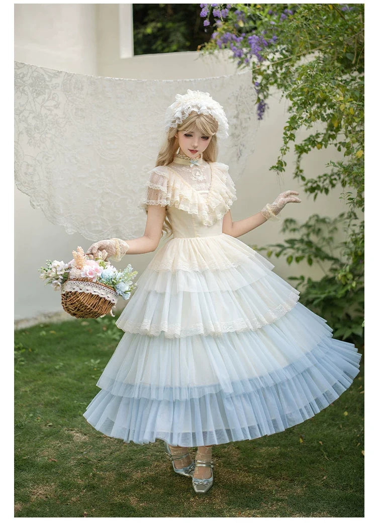 True Vow Embroidered Classic Lolita Dress with Layered Gradient Hem and Accessories - image 14