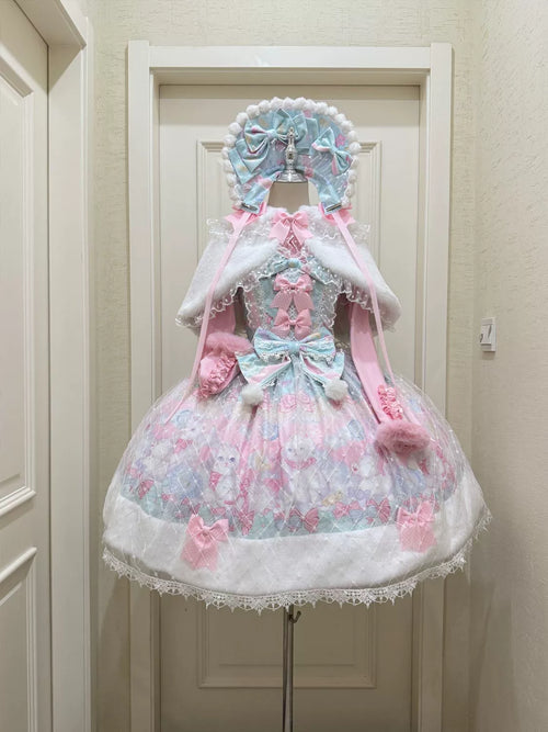 Candy Mary Cat - Fluffy Sweet Lolita JSK Dress, Kitten Print - image 1