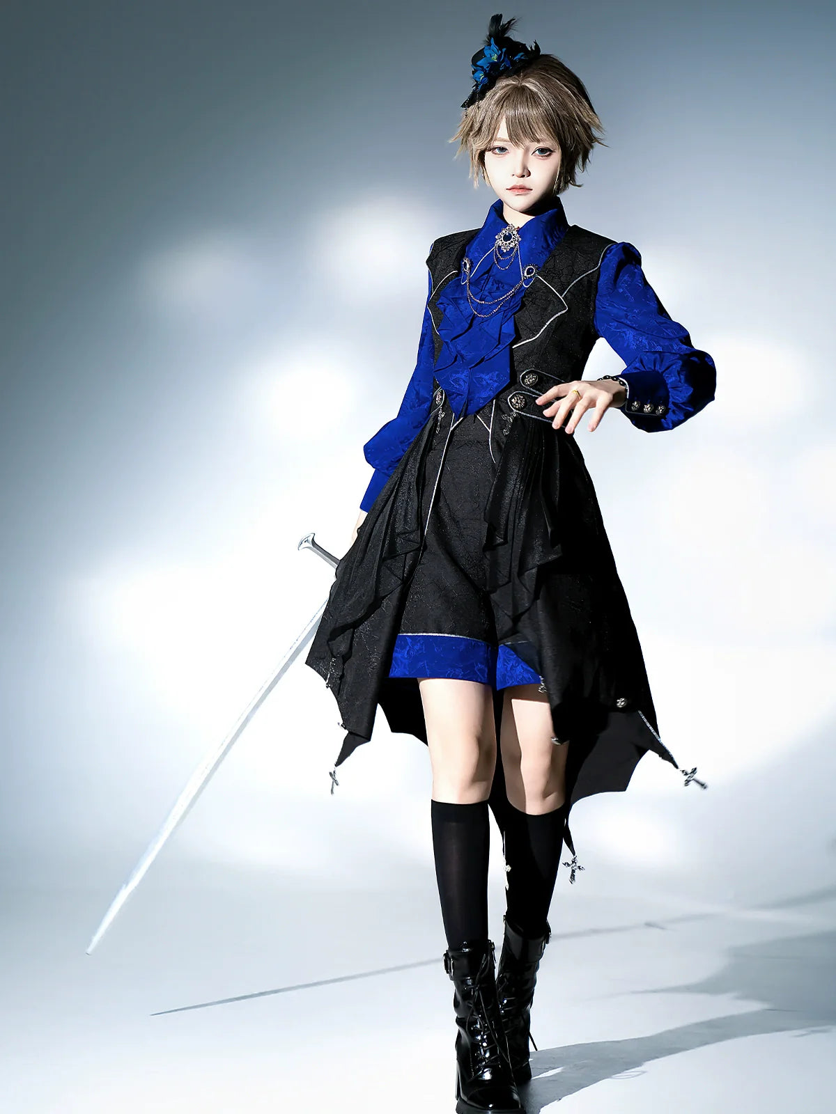 Knight's Code - Jacquard Ouji Fashion Vest Set, Detachable Jabot - image 4