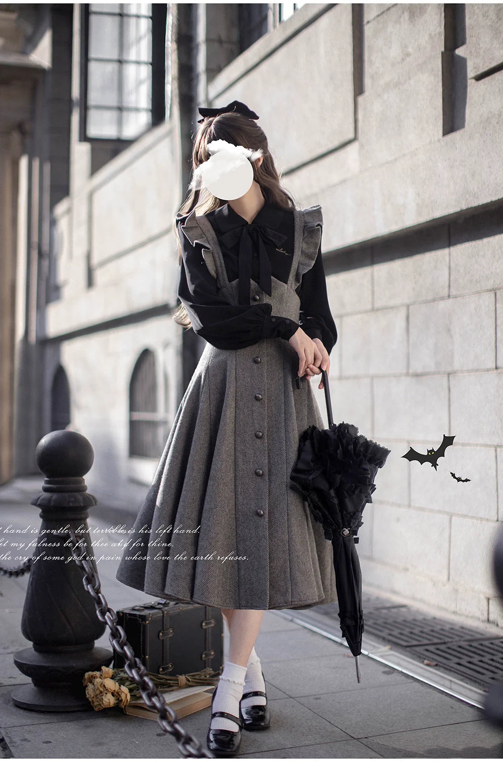 Serena - Elegant Woolen Lolita JSK Dress Set - image 4