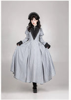Nocturne SP - Striped Gothic Lolita OP Twin Lolita Dress with Apron and Accessories - image 25