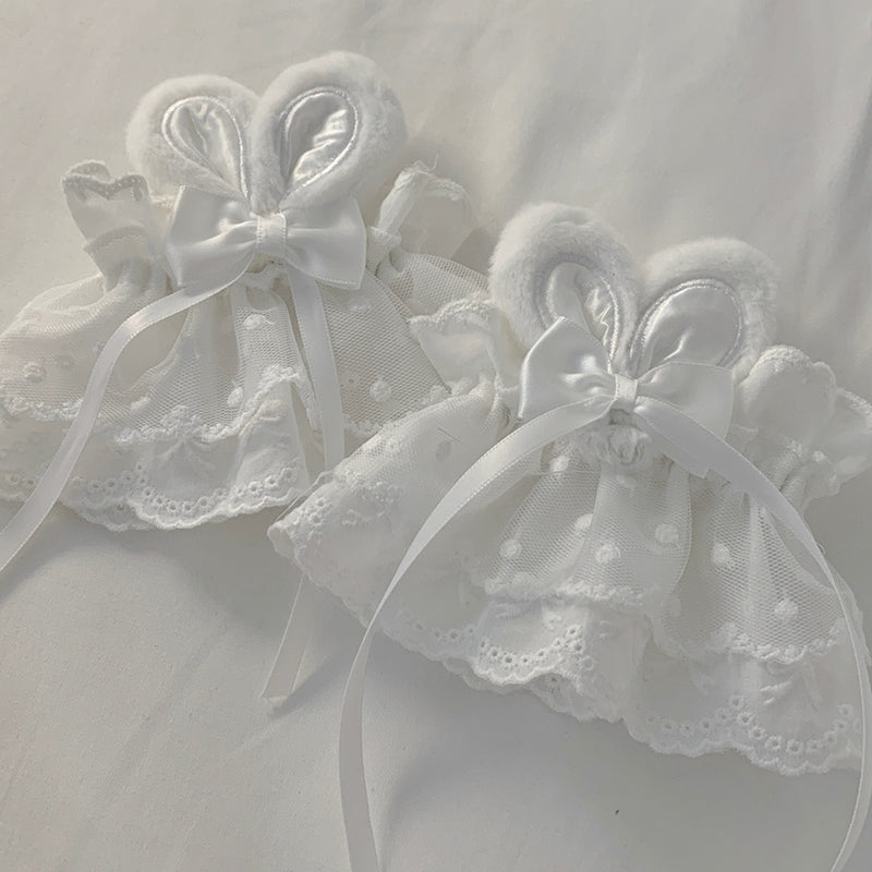 Cute Lolita Bunny Ears Cuffs Lace Summer Butterfly Hand Sleeves - image 12