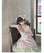 Rose Spring Romance Pink Green Floral Classic Lolita JSK Dress - image 2