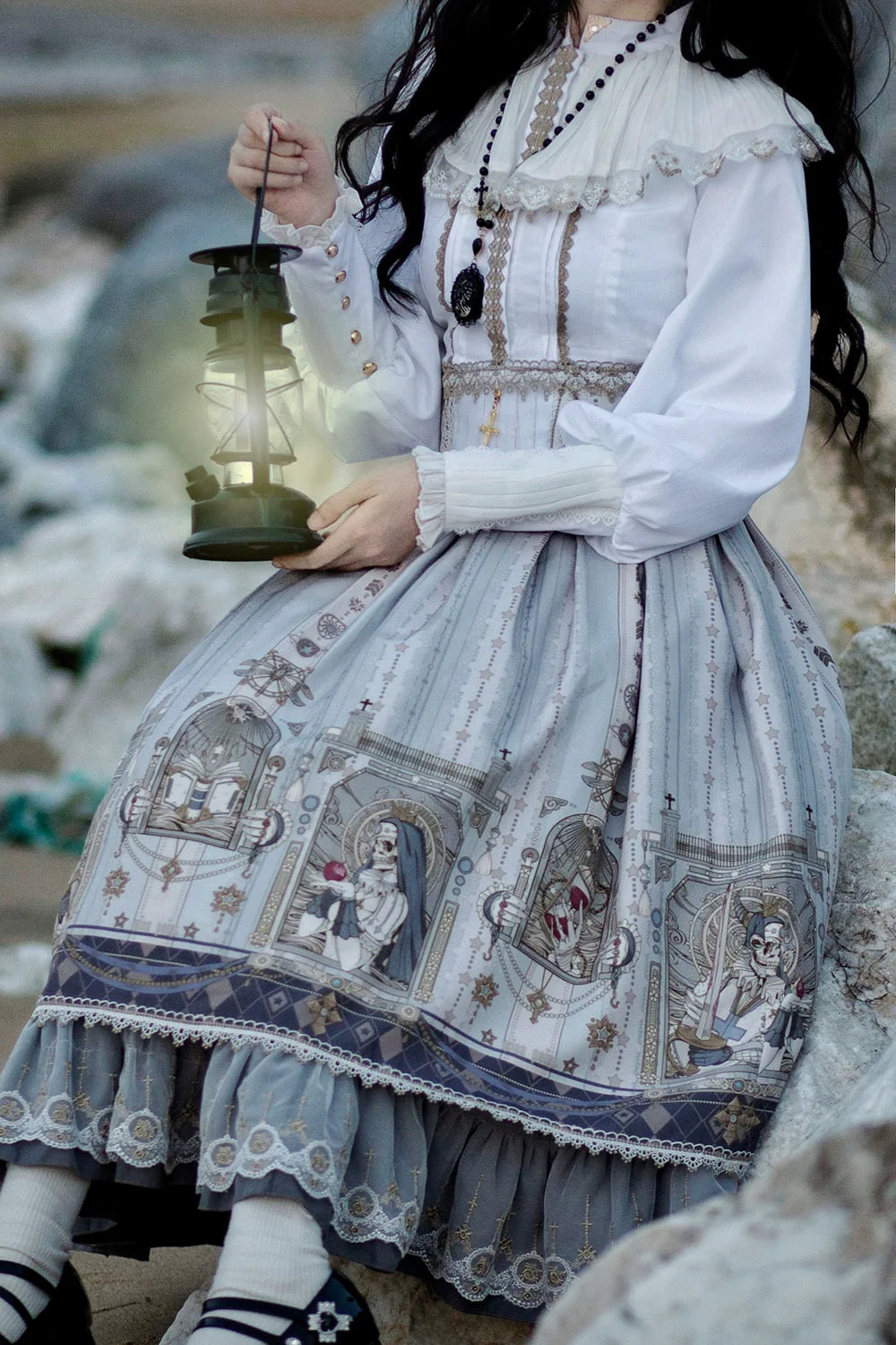 Demon Hunting Notes - Fishbone Gothic Lolita Skirt - image 26