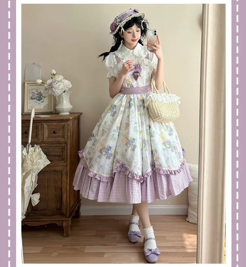 Blueberry Summer - Classic Lolita JSK Dress with Large Hem and Cotton Lining - image 10