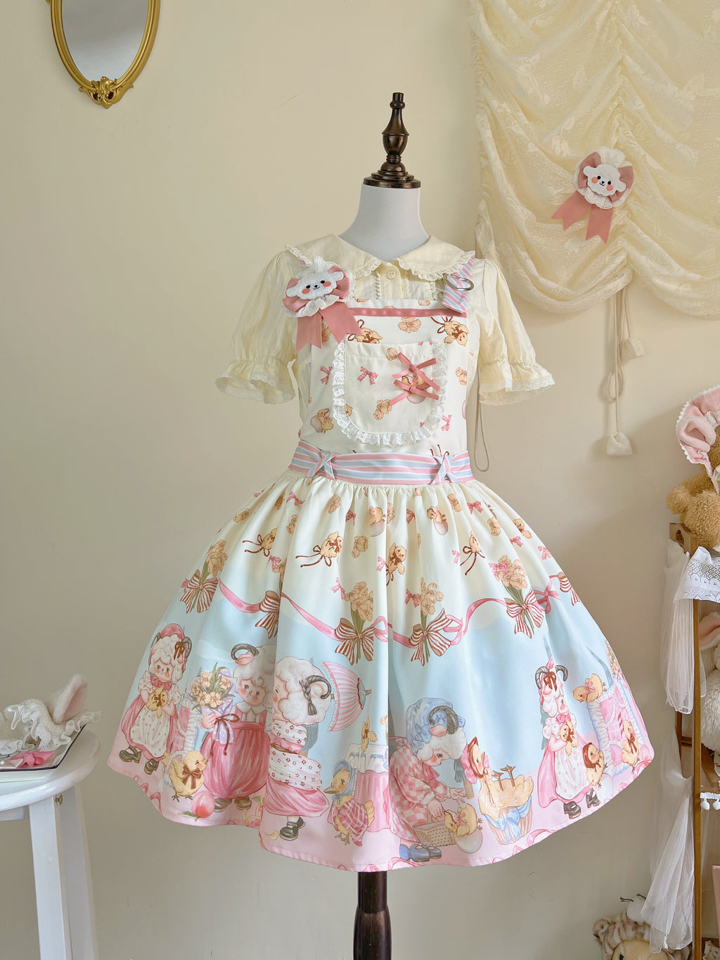 Sheep Pattern Waltz Princess Lolita JSK Salopette - image 5