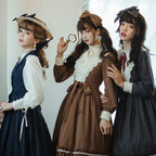 Rose Doll - Elegant Lolita Striped Fishbone Skirt - image 1
