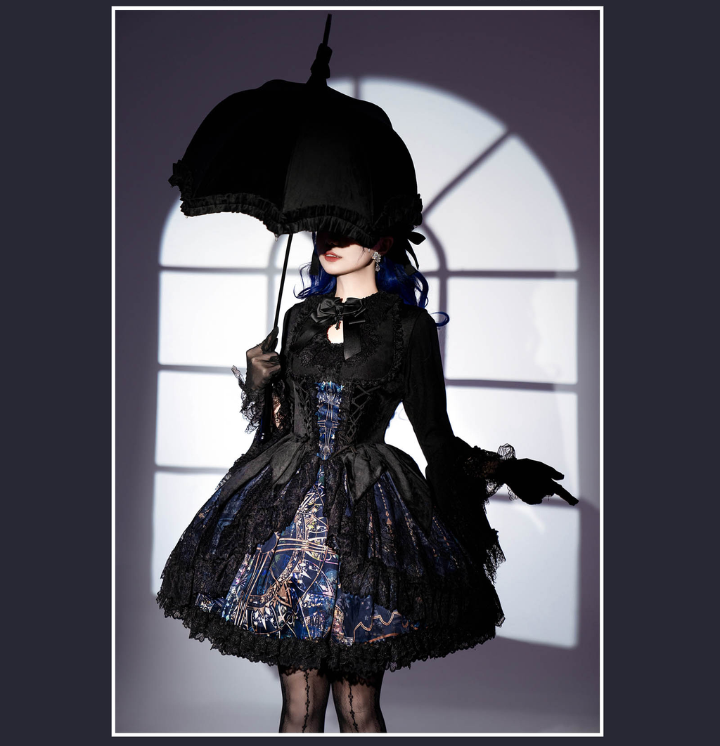 Night Traveler - Classic Gothic Lolita Dress with Stained Glass Window Print - image 34