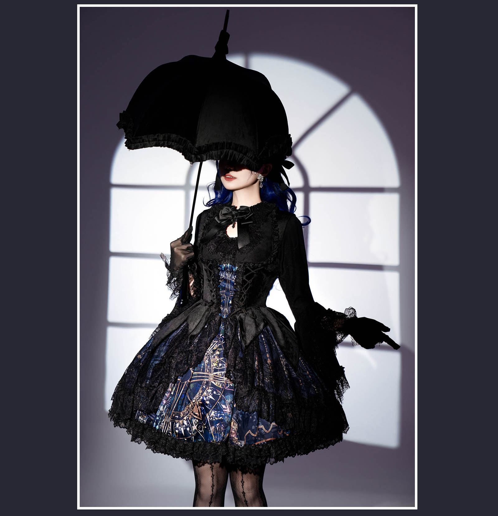 Night Traveler - Classic Gothic Lolita Dress with Stained Glass Window Print - image 34