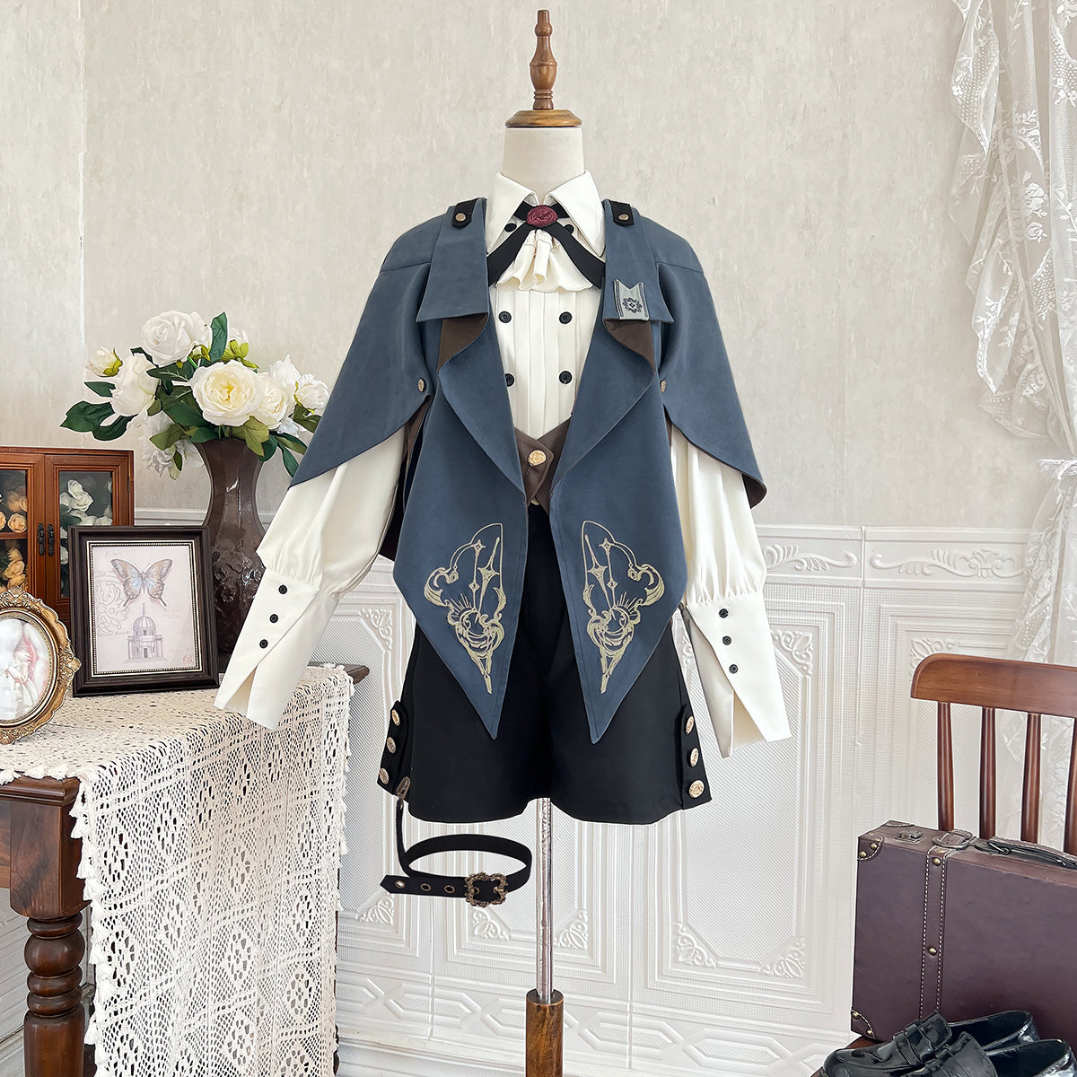 Narrative Poem - Ouji Lolita Shorts Suit with Shirt Cape and Vest - image 13