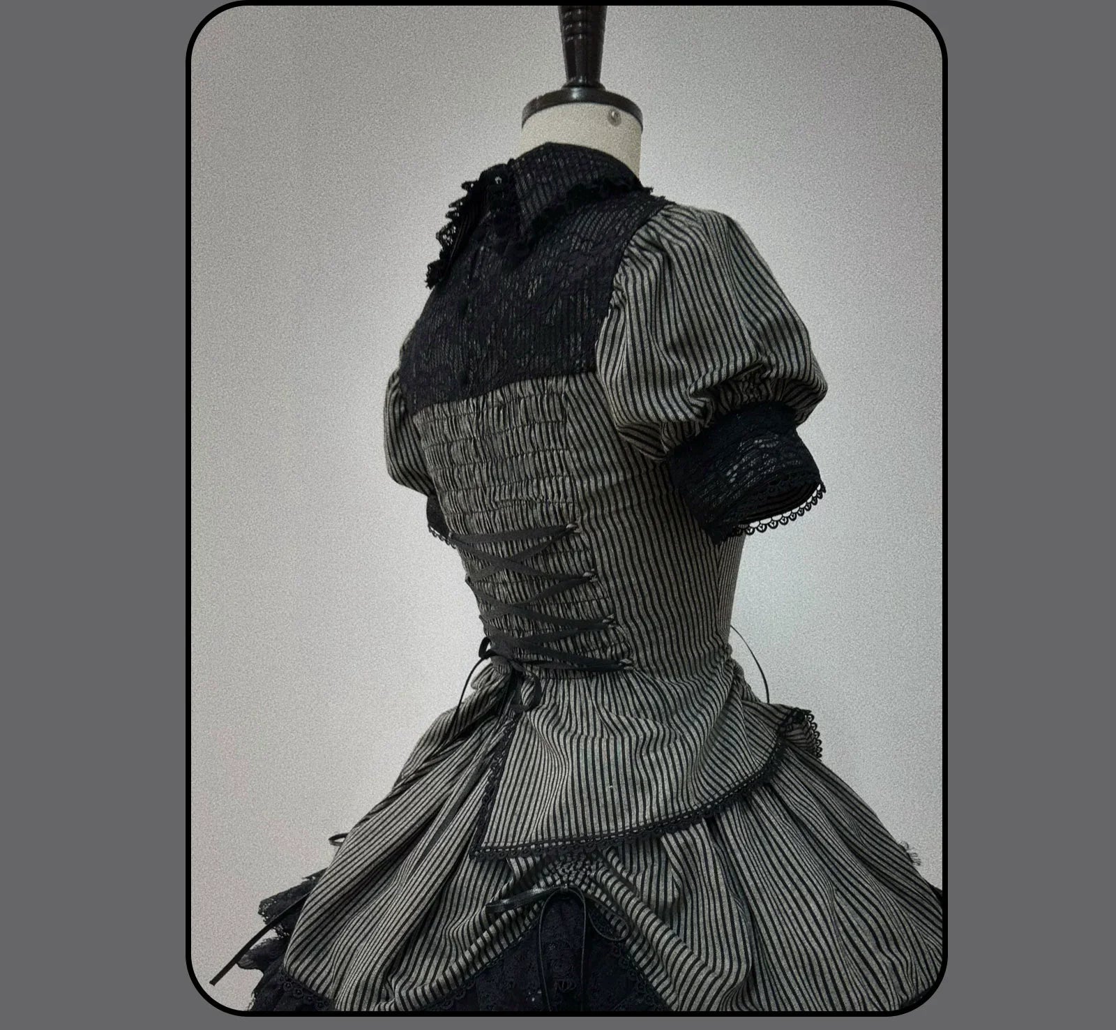 Striped Cross - Gothic Coordinated Lolita Set, Adjustable Blouse & Skirt - image 24