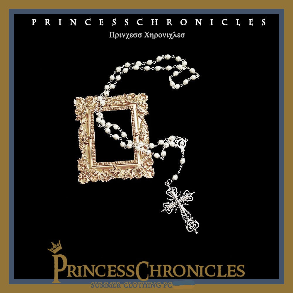 Gothic Lolita Cross Shaped Pearl Necklace - image 1