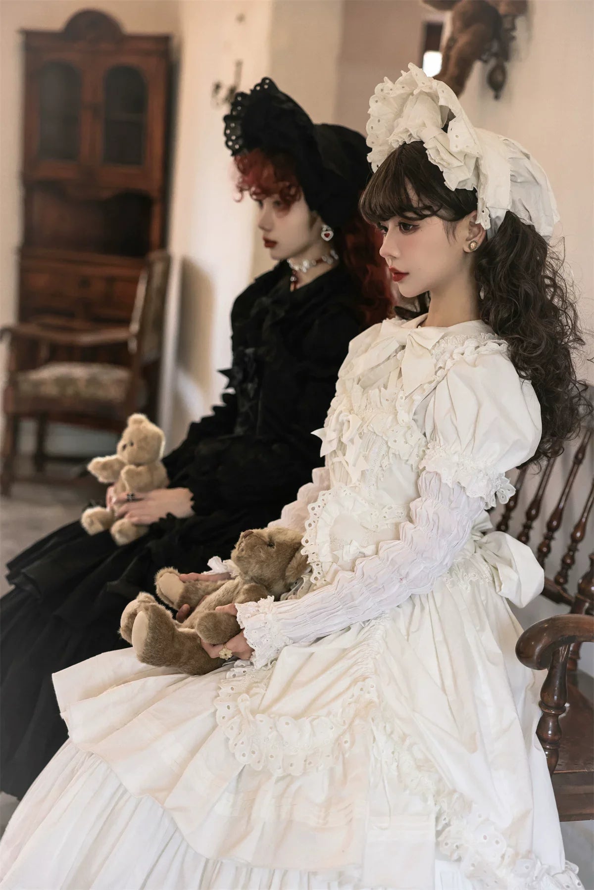 Cotton Gothic Lolita Long JSK, Drawn-up Hem - image 19