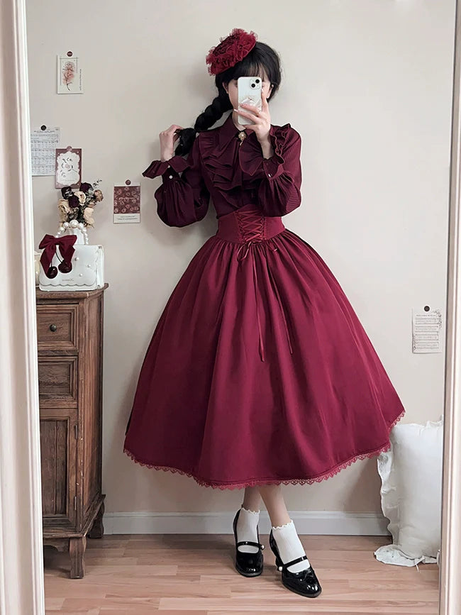 Astris - Classic Lolita SK Double-sided Wearing Fishbone Skirt - image 1