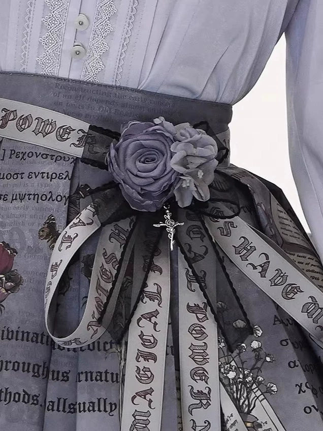 Witch Notes - Gothic Lolita Embroidered Dress Suit, Cross and Rose Print - image 39
