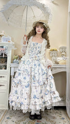 Meow Wreath - Classic Lolita Button Closure JSK Dress, Cat and Wreath Print - image 6