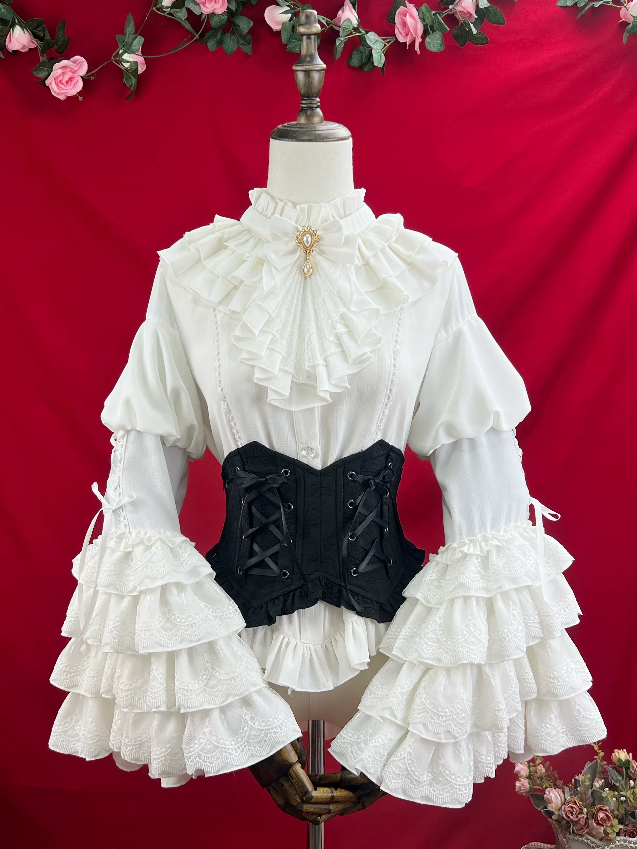 Good and Evil Angel - Gothic Lolita SK Set Retro Princess Sleeve Blouse - image 22