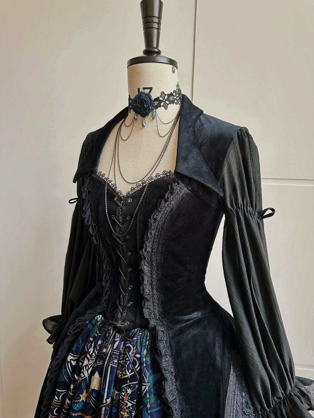 Night Traveler - Classic Gothic Lolita Dress with Stained Glass Window Print - image 6
