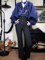 Earl of Drooping Wings - Ouji Lolita Flared Pants, Batwing Decoration - image 12