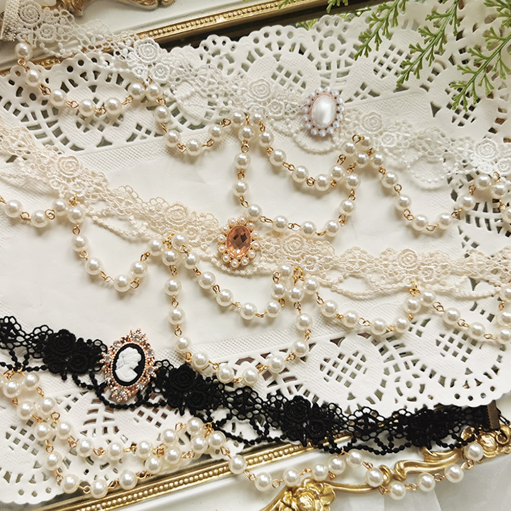 Sally's Garden - Lolita Flower Bow Lace Necklace - image 3