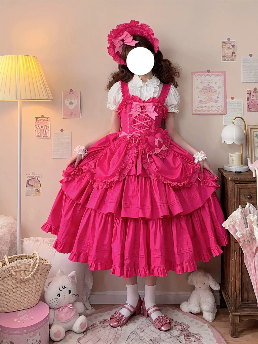 Cotton Gothic Lolita Long JSK, Drawn-up Hem - image 37