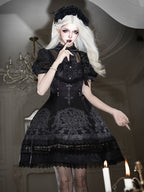 Black Lace Lily Gothic Classic Lolita OP Dress - image 4