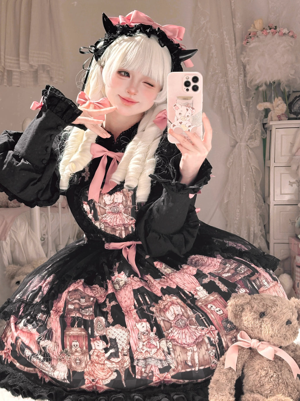 Missing Lamb Case - Gothic Lolita Dress Set with Sheep Prints - image 14