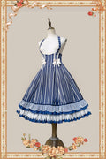 Elegant Lolita Stripe High-waist Jumper Dress Set and Cape - image 15