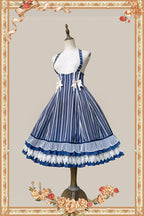 Elegant Lolita Stripe High-waist Jumper Dress Set and Cape - image 15