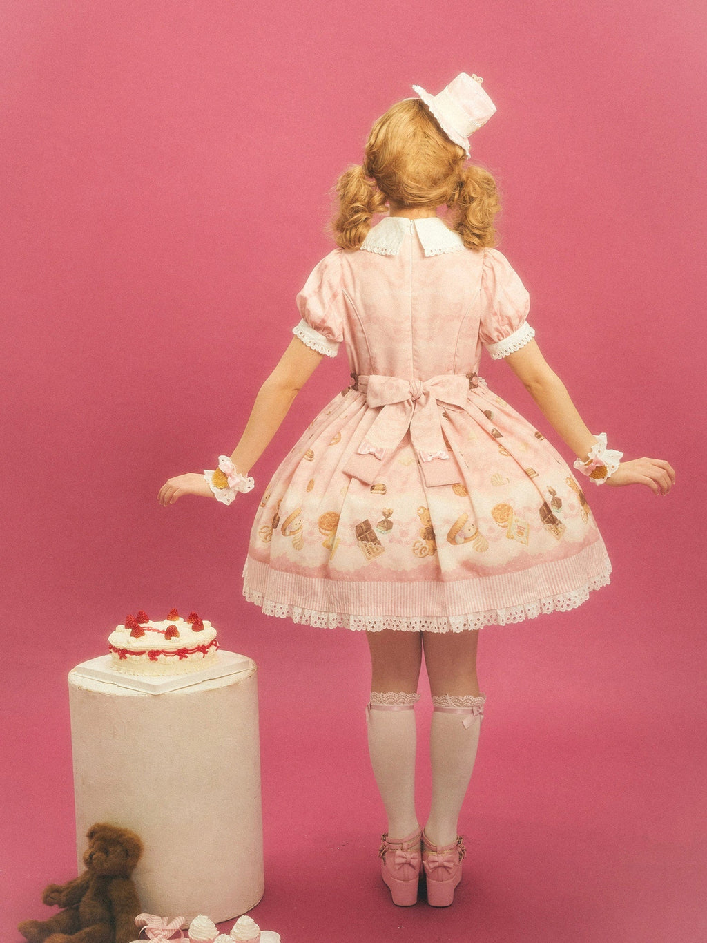 Patisserie Forever Happiness Pink Apron Sweet Lolita OP Dress Set - image 13