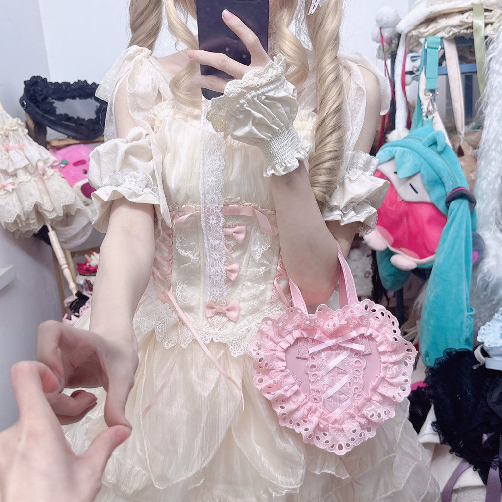 Sweet Lolita Bag Heart-shaped Lace Bag Multicolors - image 33
