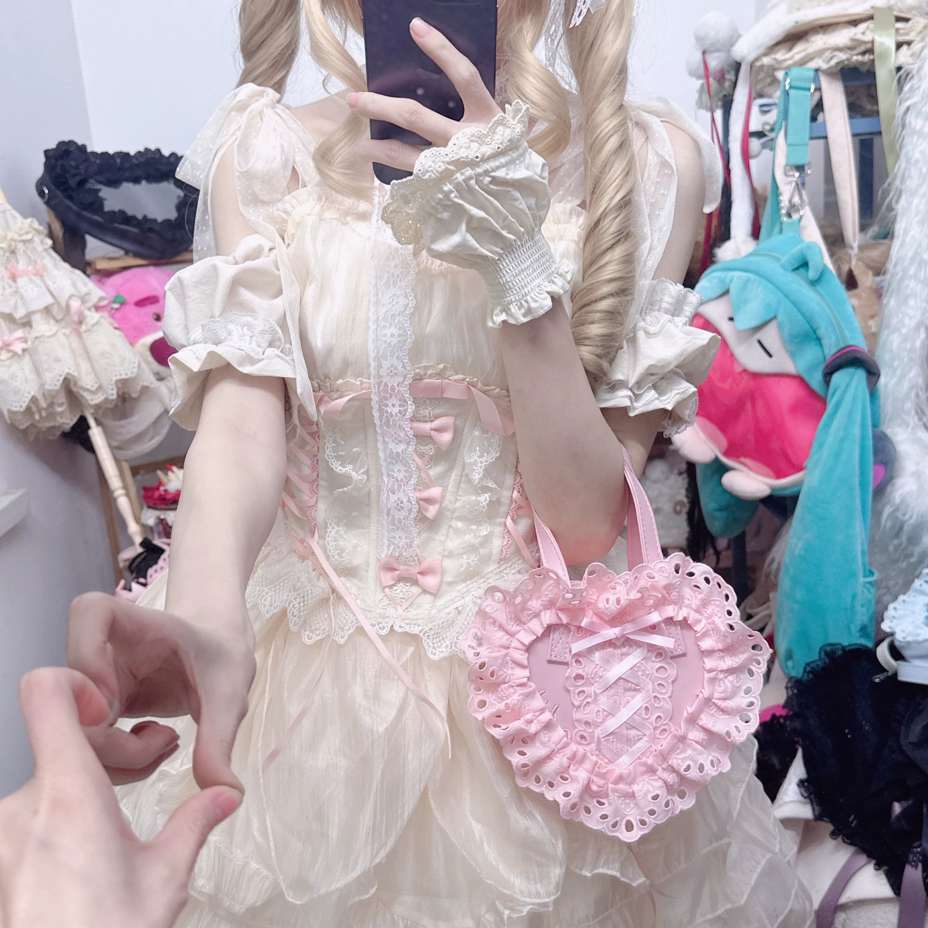 Sweet Lolita Bag Heart-shaped Lace Bag Multicolors - image 33