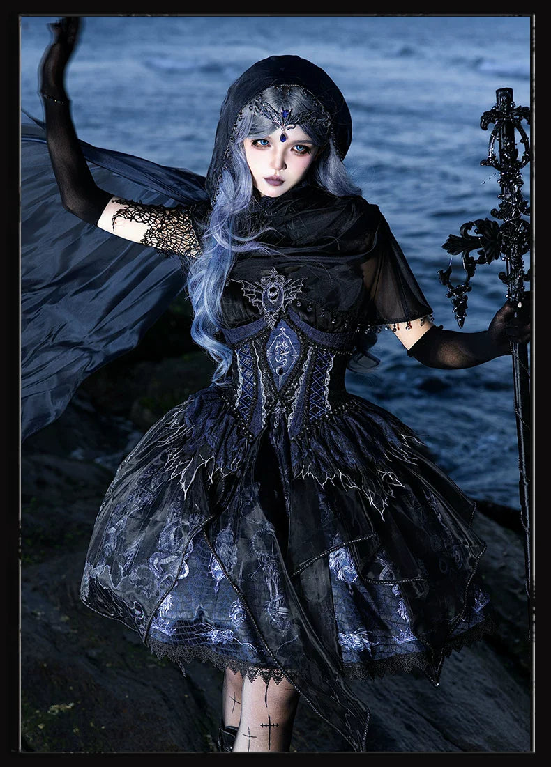 Bone Dragon - Gothic Lolita Corset JSK Dress Set with Embroidery - image 3