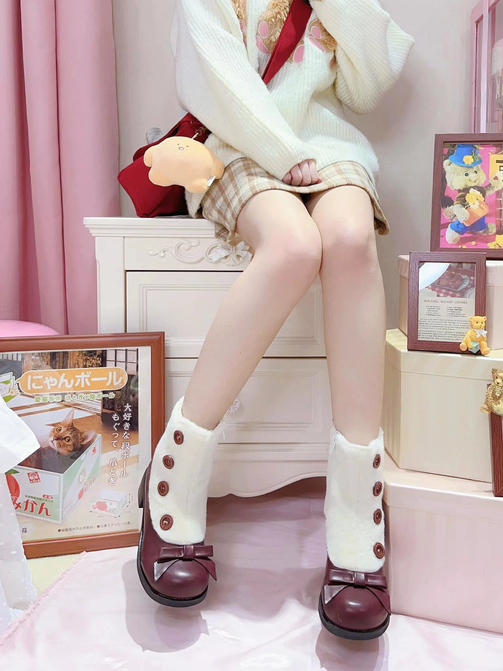 Winter Lolita Boots Fur Mary Jane Lolita Low Heel Shoes - image 14