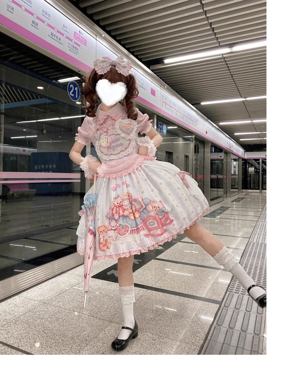 Barbie Bear - Sweet Lolita Bear Print JSK and OP and Accessories - image 11