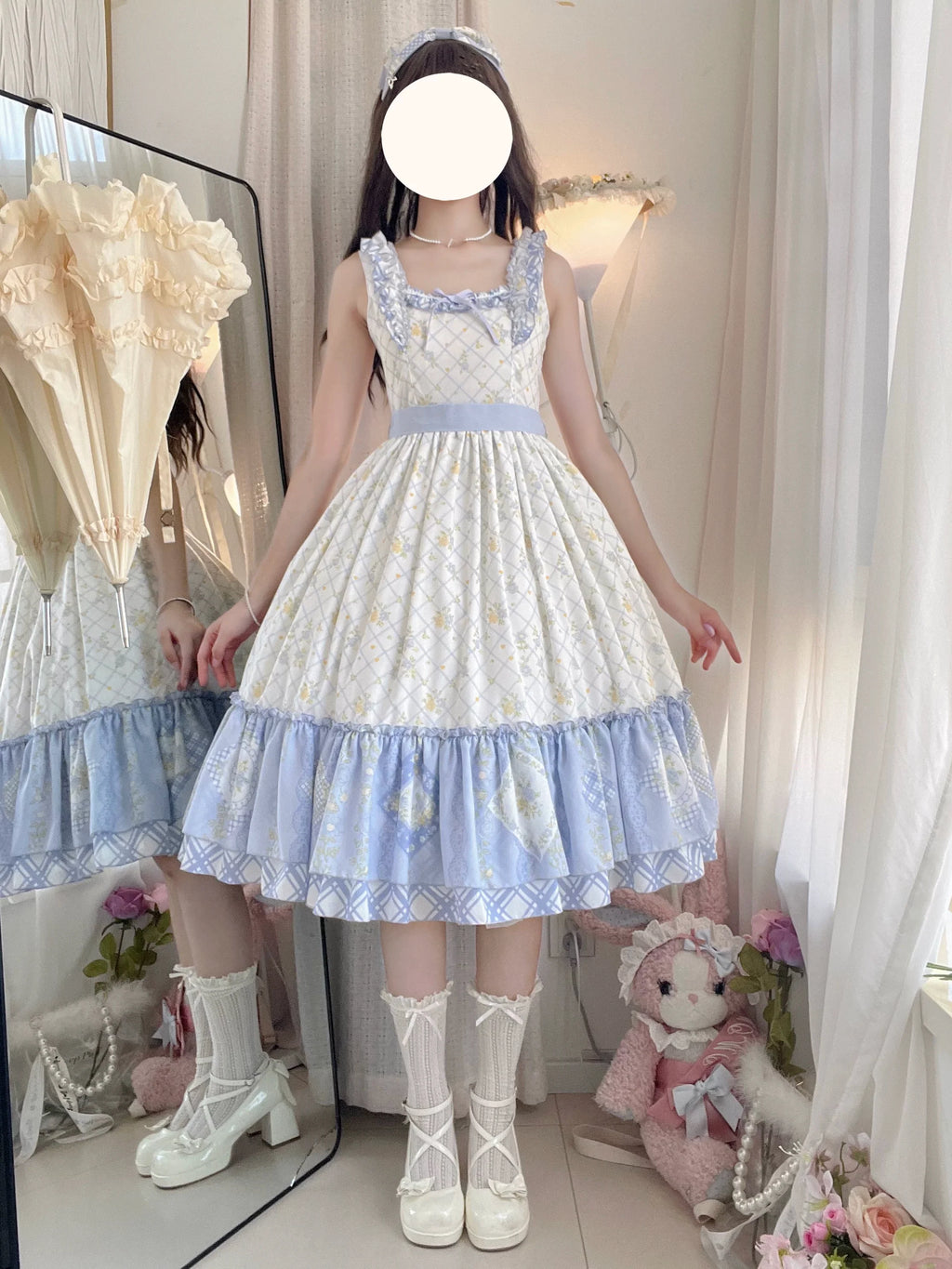 Patchwork Garden 2.0 - Classic Lolita Floral Print JSK Dress, Side Pockets - image 2