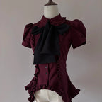 Lilith - Gothic Lolita Short-Sleeve Shirt with Detachable Tie - image 1
