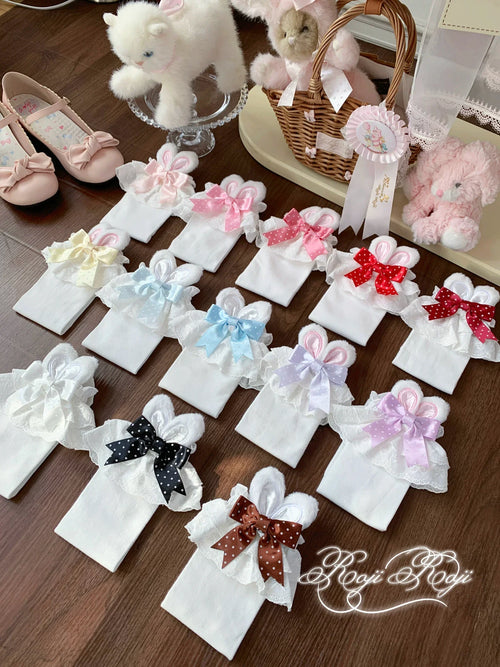 Bunny Ears Polka Dot Sweet Lolita Mid-Calf Socks - image 2