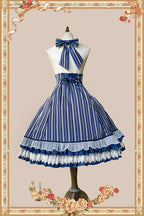Elegant Lolita Stripe High-waist Jumper Dress Set and Cape - image 17