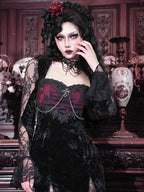 Rose Cemetery - Dark Red Velvet Gothic Lolita Dress - image 4